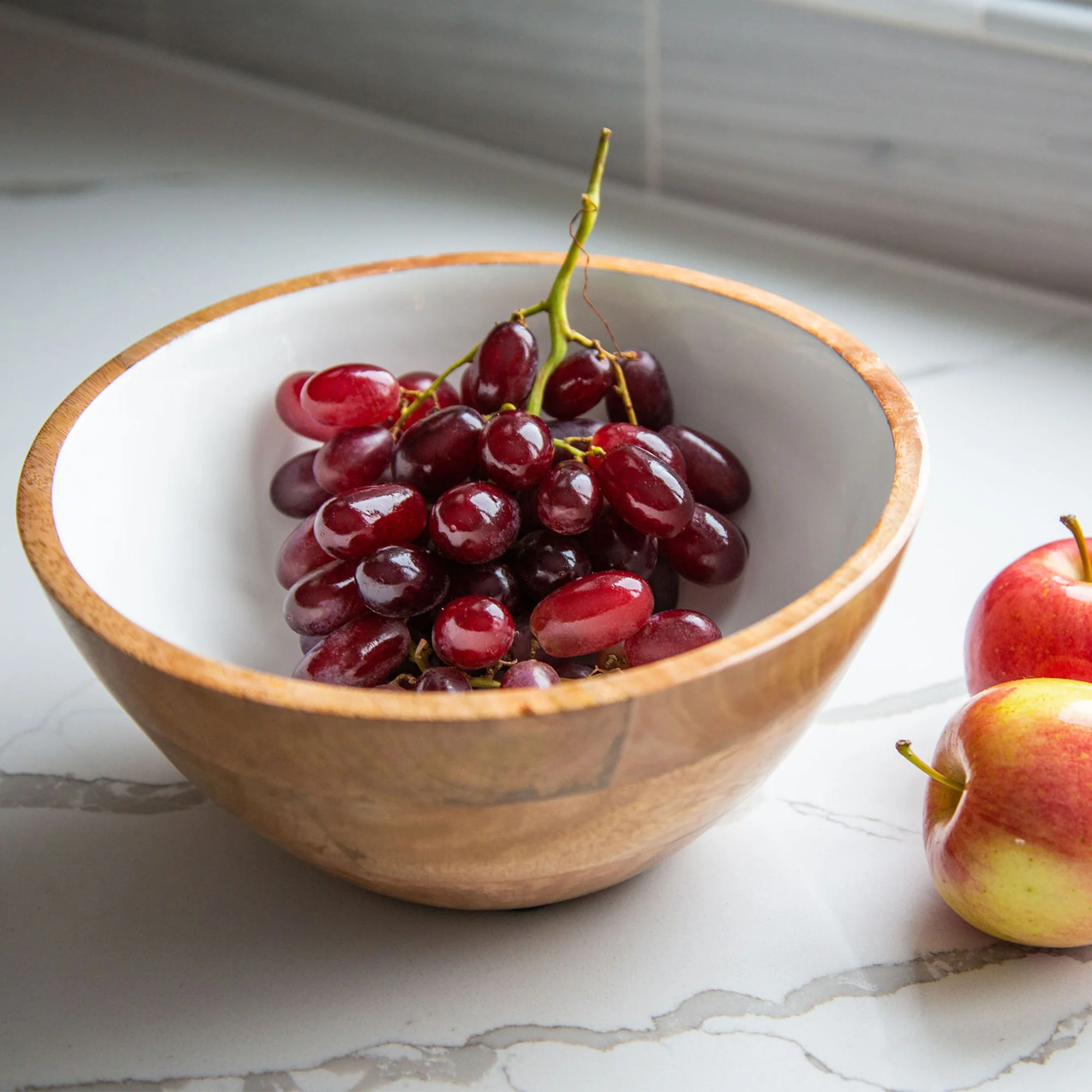 Wood + White Collection Mango Wood Serving Bowl, Medium - Image 5