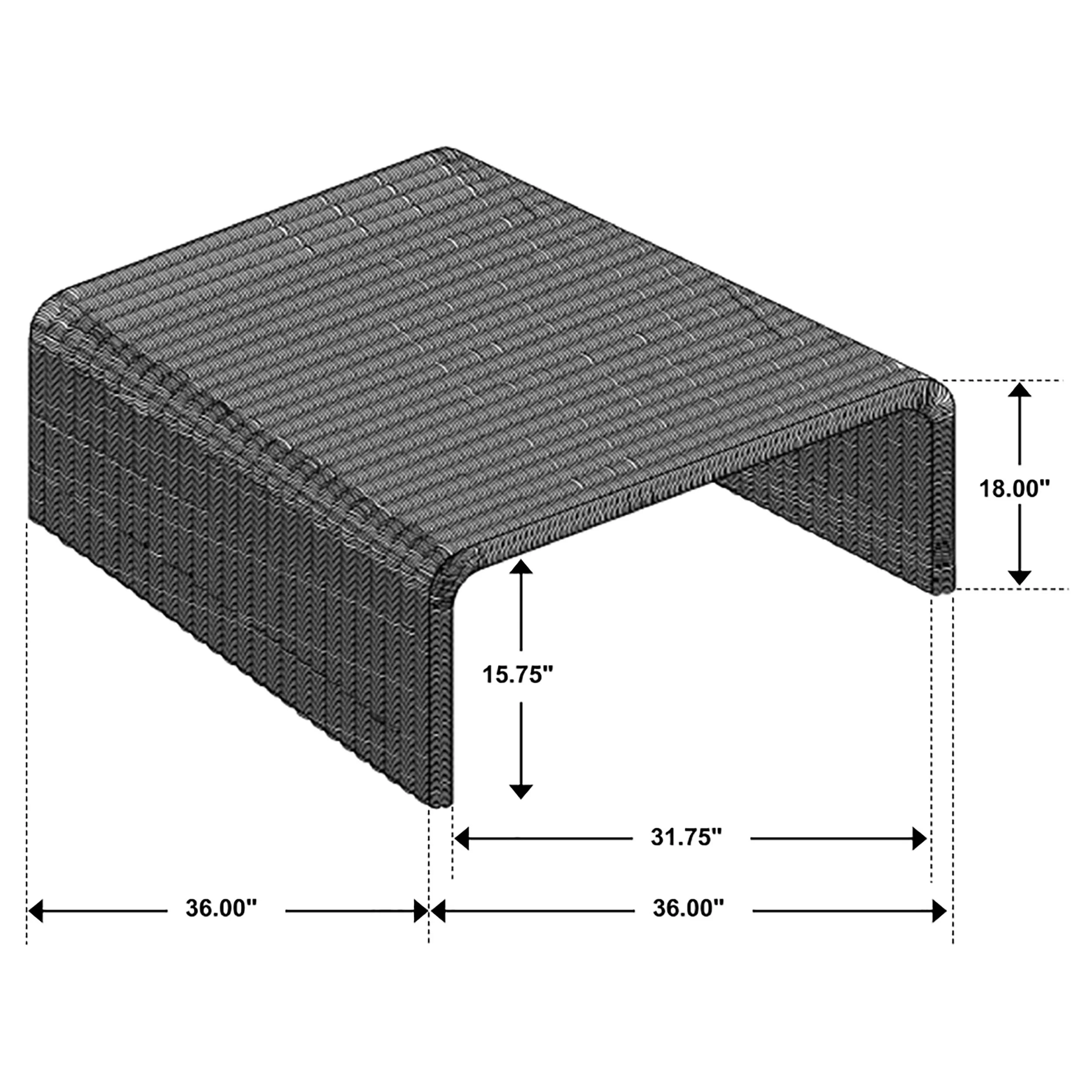 Woods Woven Rattan Square Coffee Table in Black - Image 7