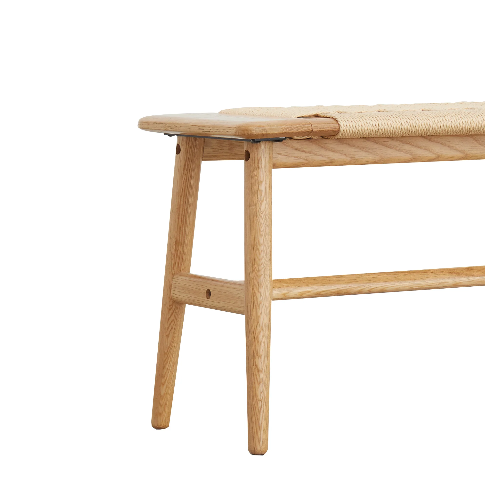 Woven Design Natural Oak Wood Bench - Image 8