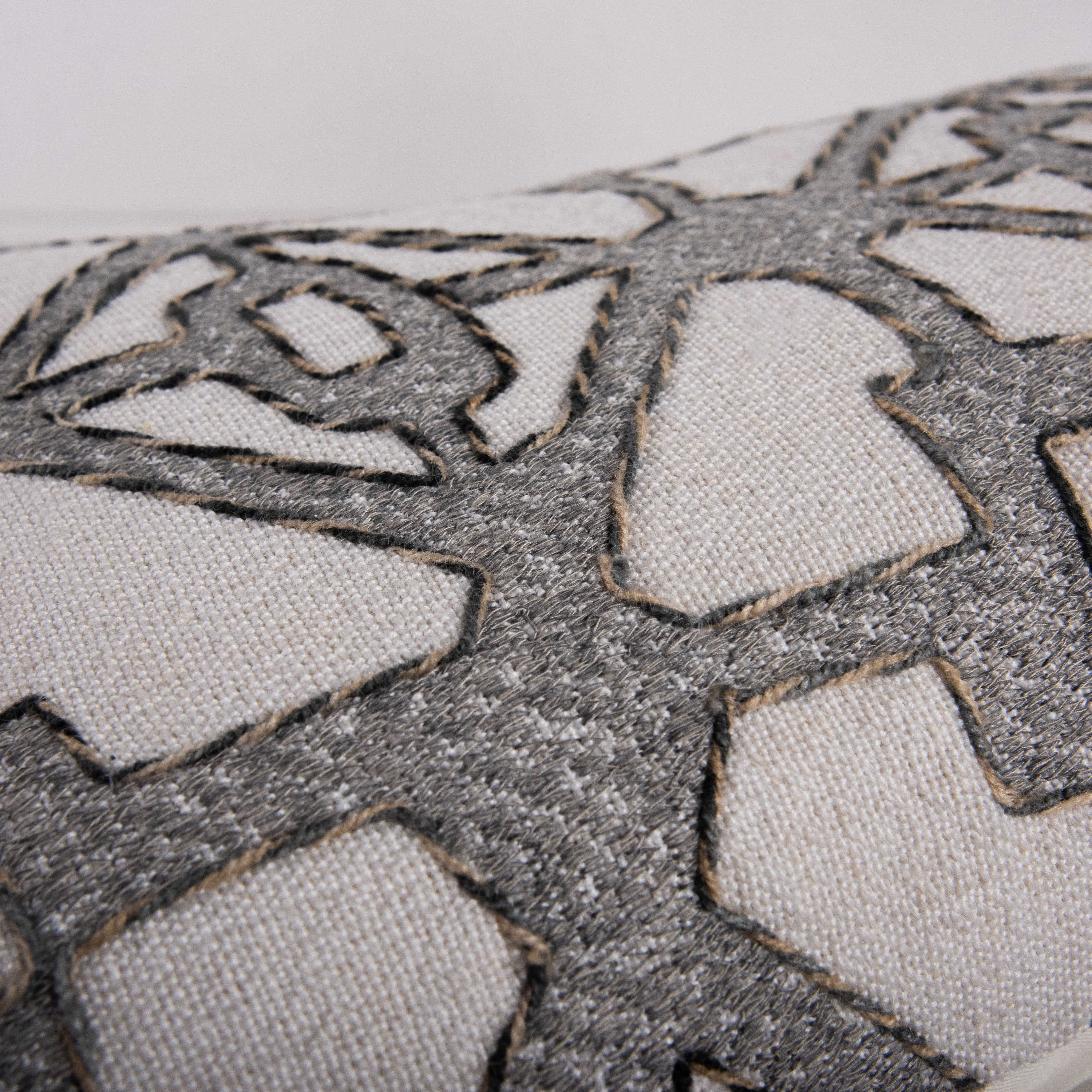 Woven Embroidered Geometric Down Alternative Decorative Throw Pillow - Image 9