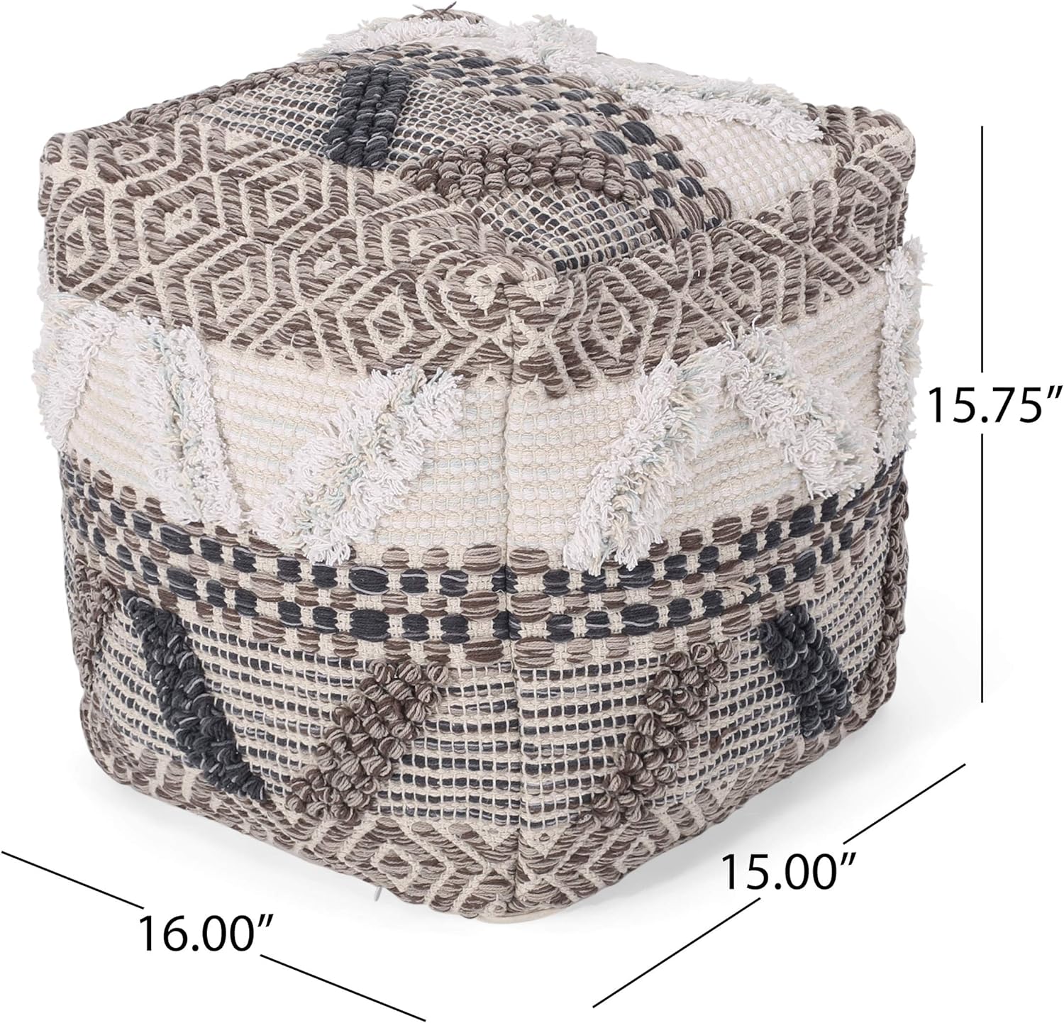 Woven Wool Pouf - Image 6