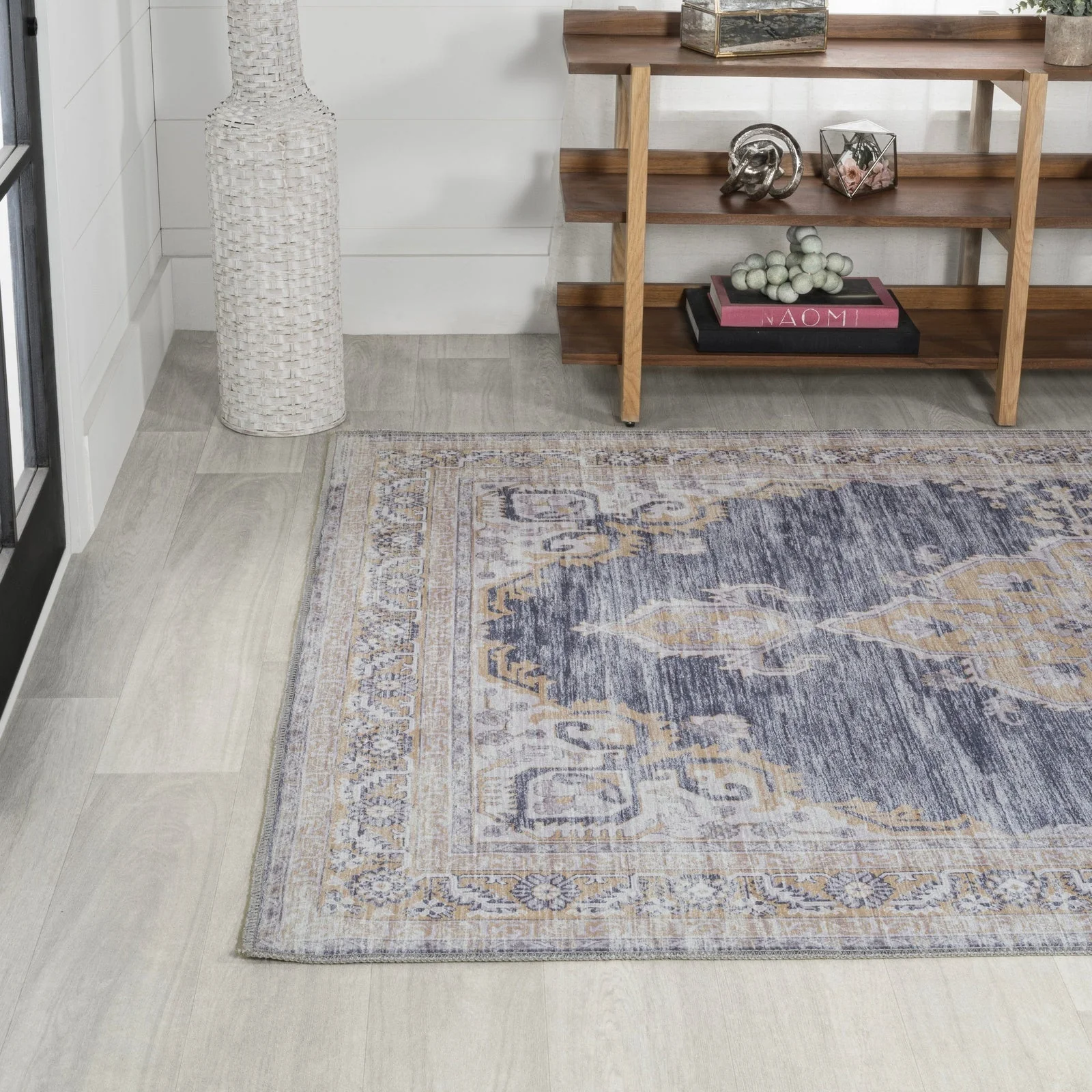 Wincer Chenille Cottage Medallion Machine-Washable Area Rug - Image 13