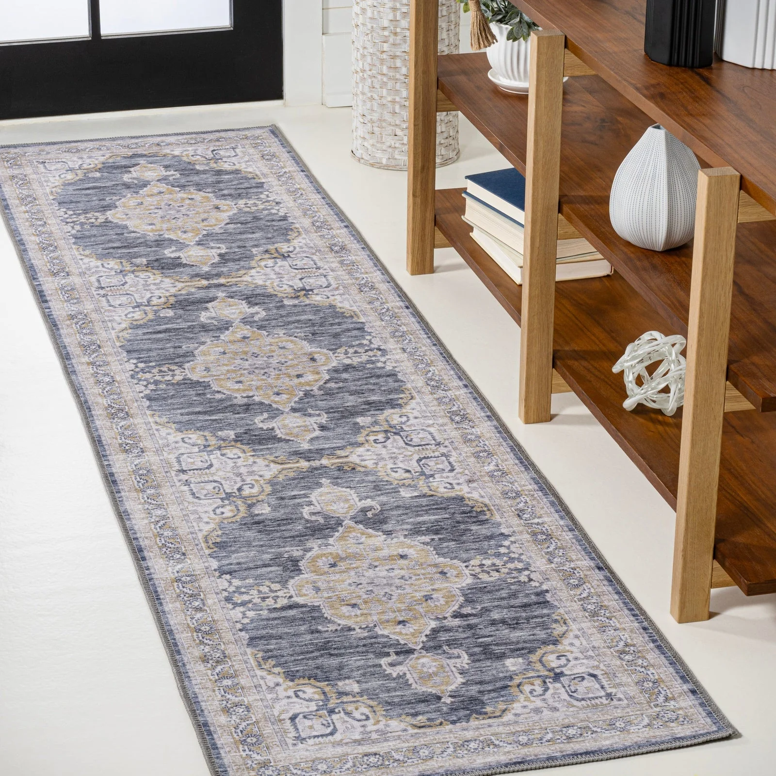 Wincer Chenille Cottage Medallion Machine-Washable Area Rug - Image 18