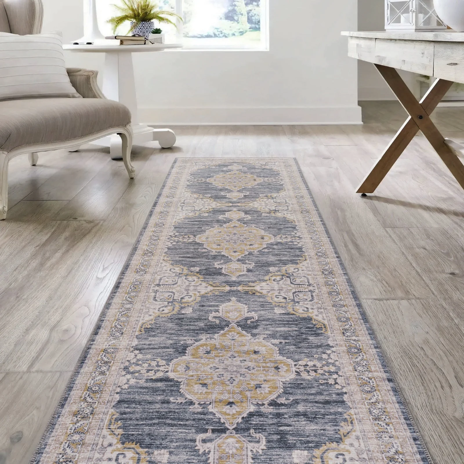 Wincer Chenille Cottage Medallion Machine-Washable Area Rug - Image 22
