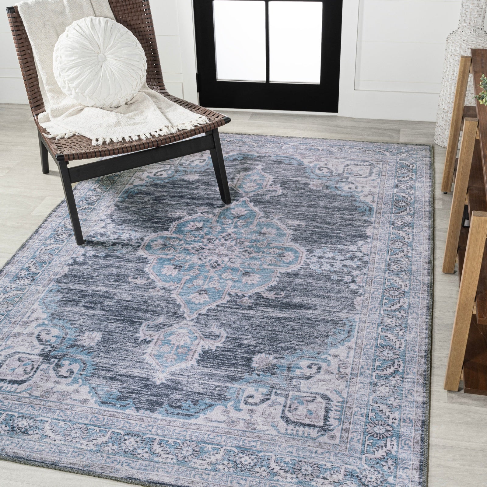 Wincer Chenille Cottage Medallion Machine-Washable Area Rug - Image 24