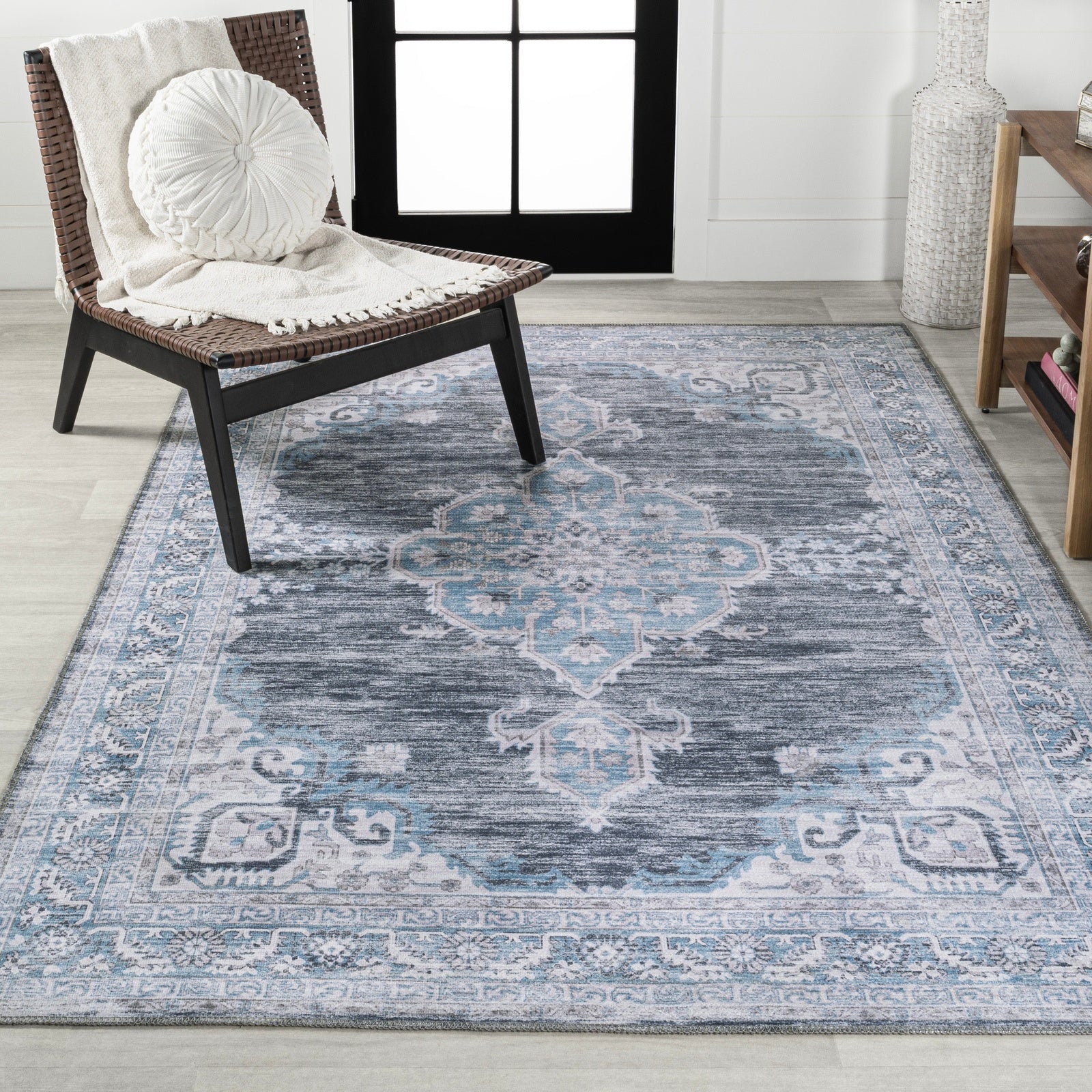 Wincer Chenille Cottage Medallion Machine-Washable Area Rug - Image 26
