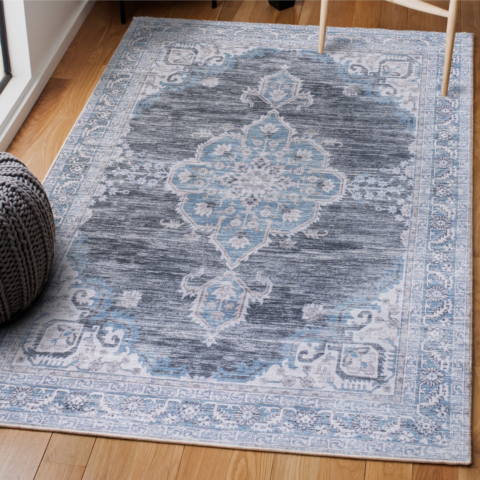 Wincer Chenille Cottage Medallion Machine-Washable Area Rug - Image 28