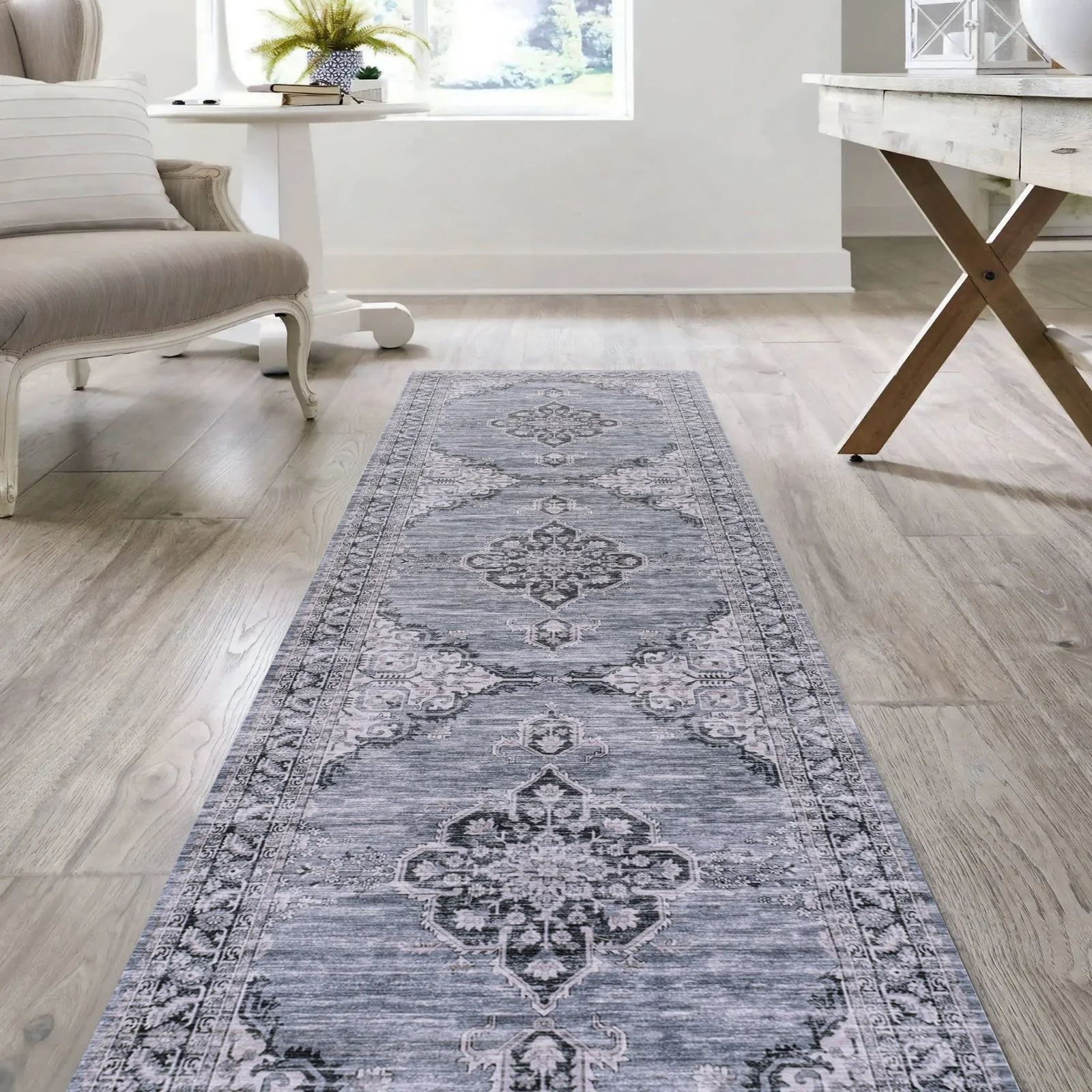 Wincer Chenille Cottage Medallion Machine-Washable Area Rug - Image 31