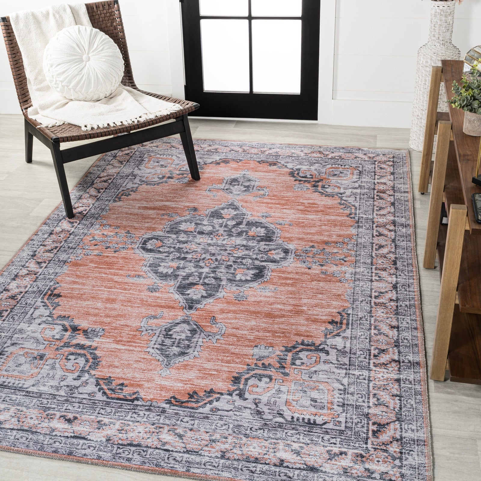 Wincer Chenille Cottage Medallion Machine-Washable Area Rug - Image 38