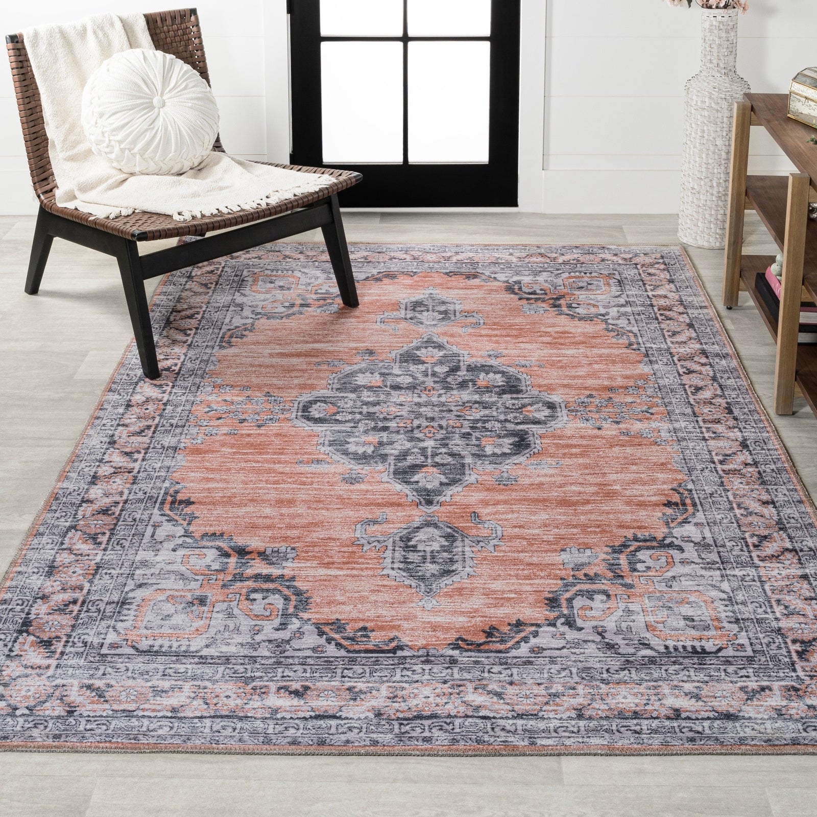 Wincer Chenille Cottage Medallion Machine-Washable Area Rug - Image 41