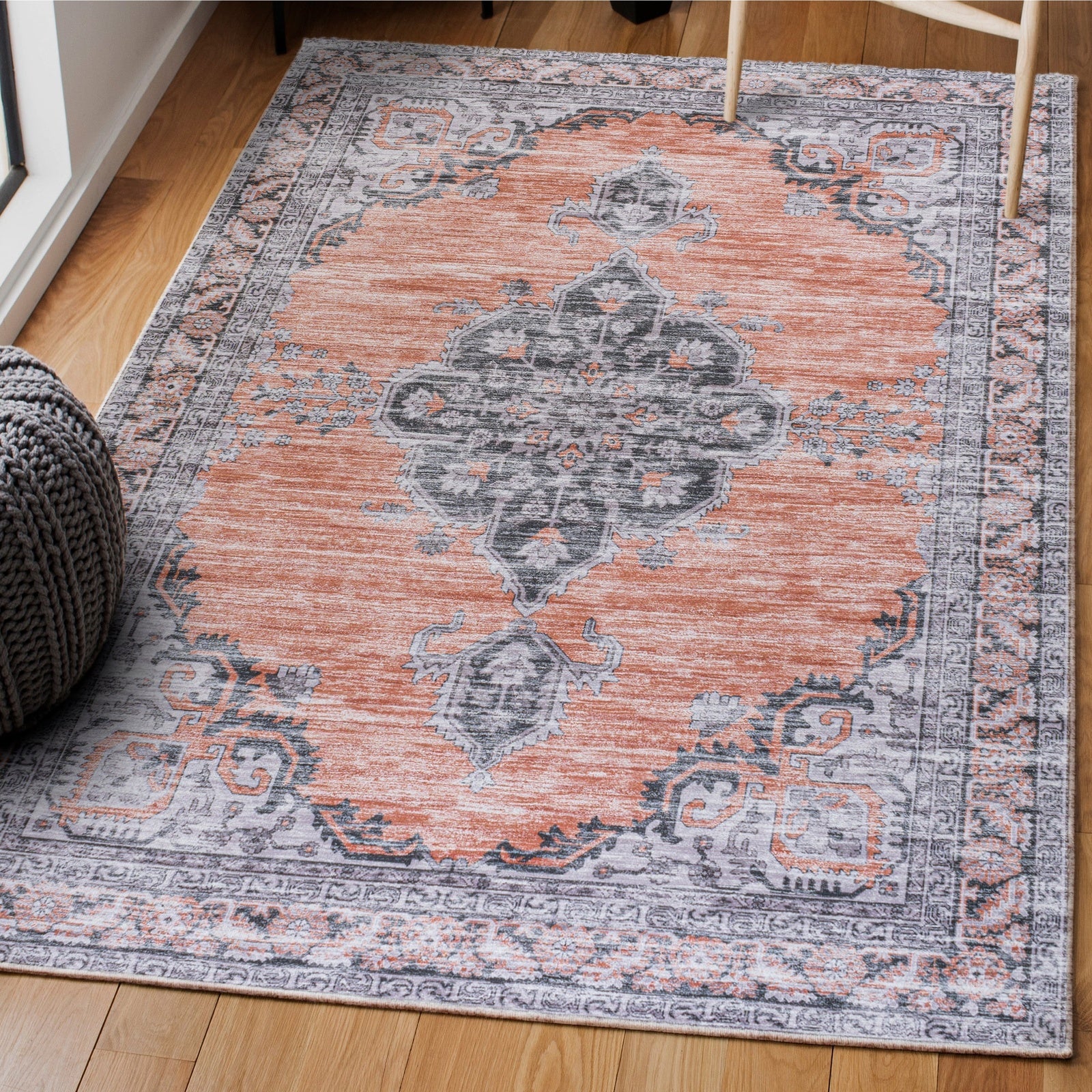 Wincer Chenille Cottage Medallion Machine-Washable Area Rug - Image 43