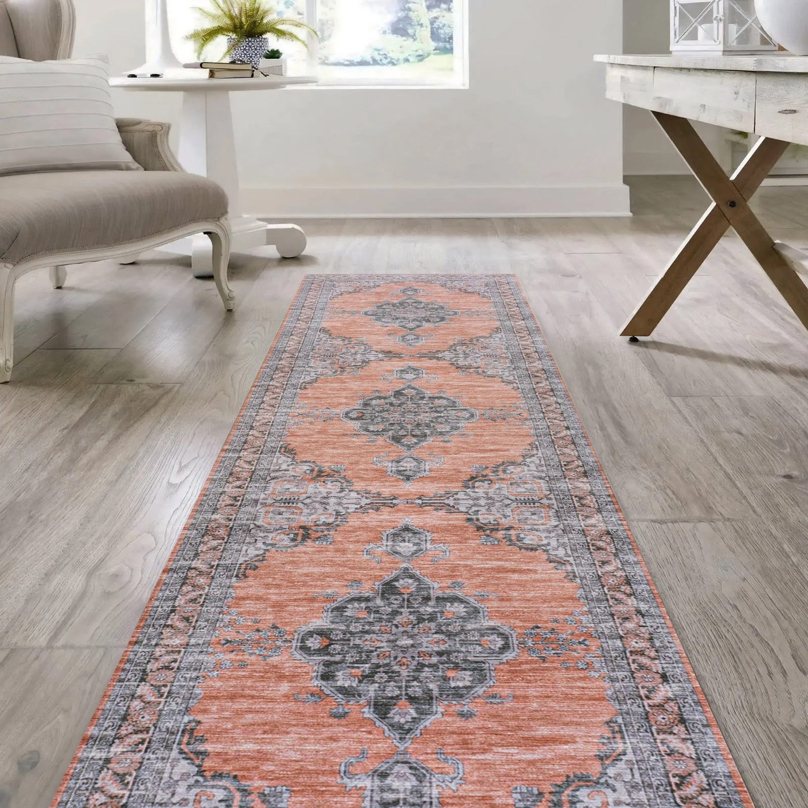 Wincer Chenille Cottage Medallion Machine-Washable Area Rug - Image 49