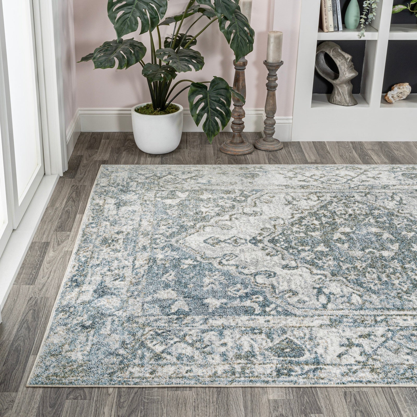 Pavel Distressed Medallion Low-Pile Machine-Washable Area Rug - Image 12