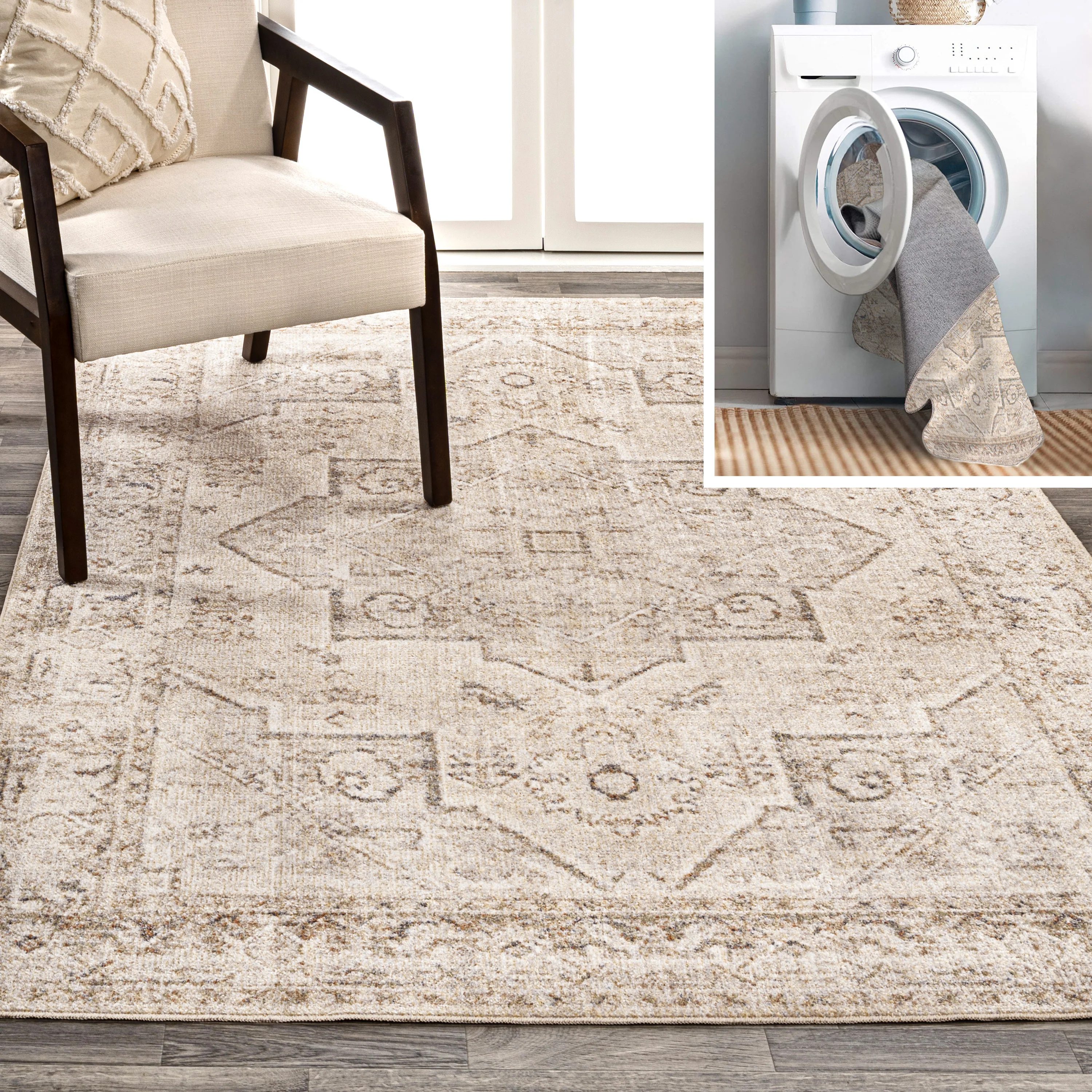Koda Vintage Native American Medallion Machine-Washable Area Rug - Image 17