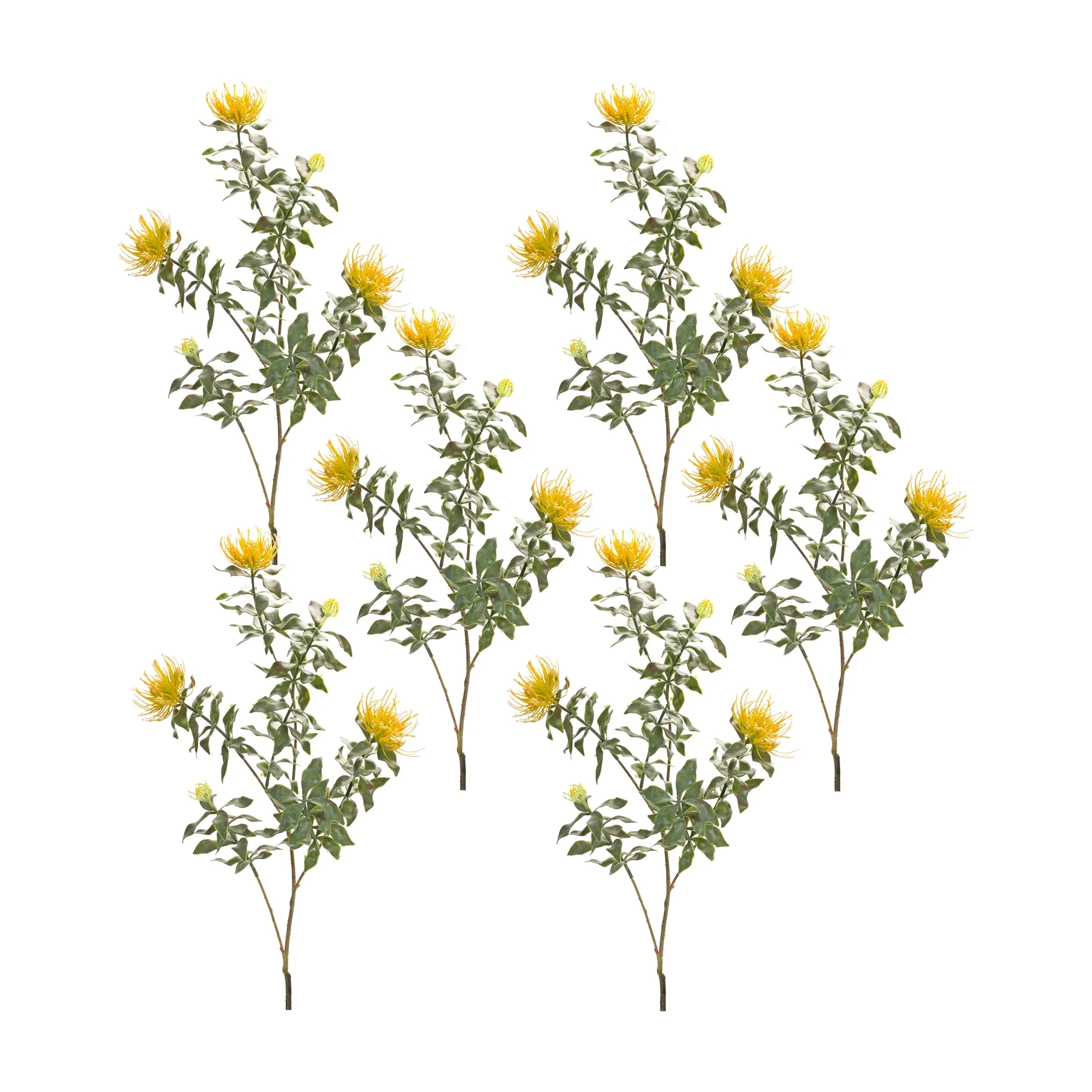 Yellow Flocked Protea Spray, Set of 6 - Image 2