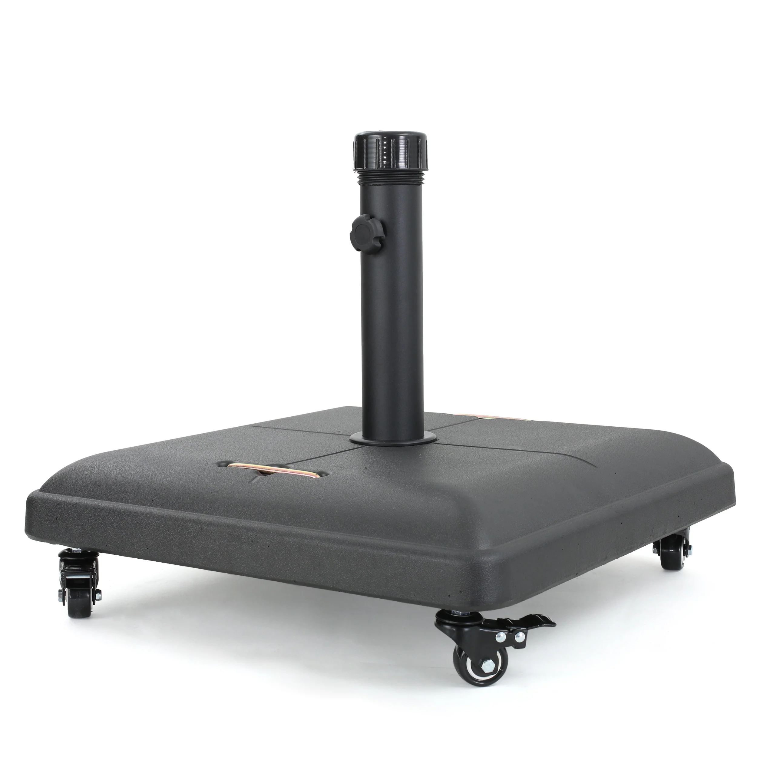 Zeolite Outdoor Square Umbrella Base with Casters and Stainless Steel Pole Handle